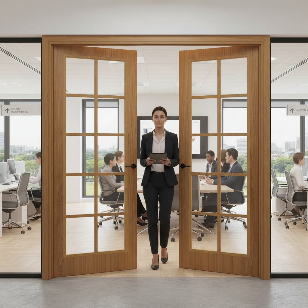 Premium Fully Finished Oak Glazed FD30 Fire Door Pair - Custom Made to Any Size with Certification