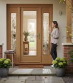 Premium Triple Glazed Oak Sidelight with Traditional Leaded Lights - Unstained for Custom Finishing
