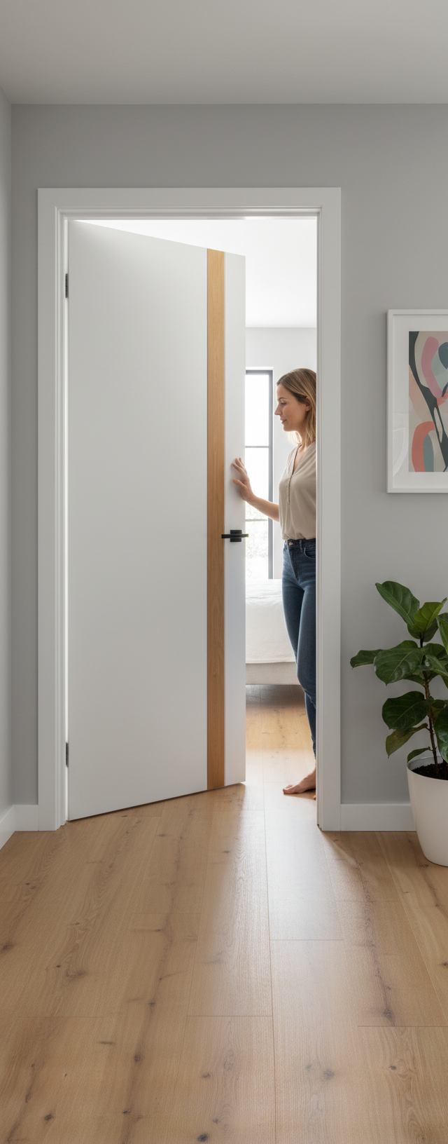 Premium Internal White Door with Oak Insert - Contemporary Design, Fully Finished and Custom Sizes Available