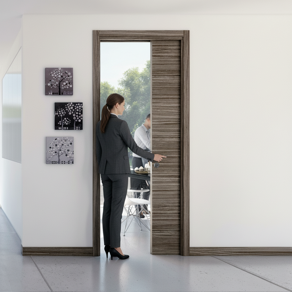 Premium Raw Wood Single Pocket Door System with Galvanised Steel and Aluminium Construction for Enhanced Durability and Space Efficiency - Image 2