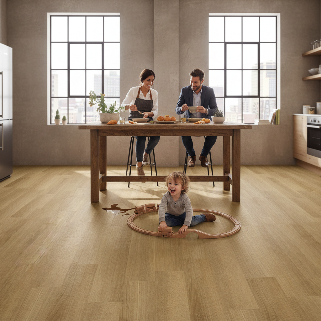 Premium 5mm Embossed Purecoat Rigid Core Vinyl Flooring in Oak Finish for Luxurious Interiors - Image 2