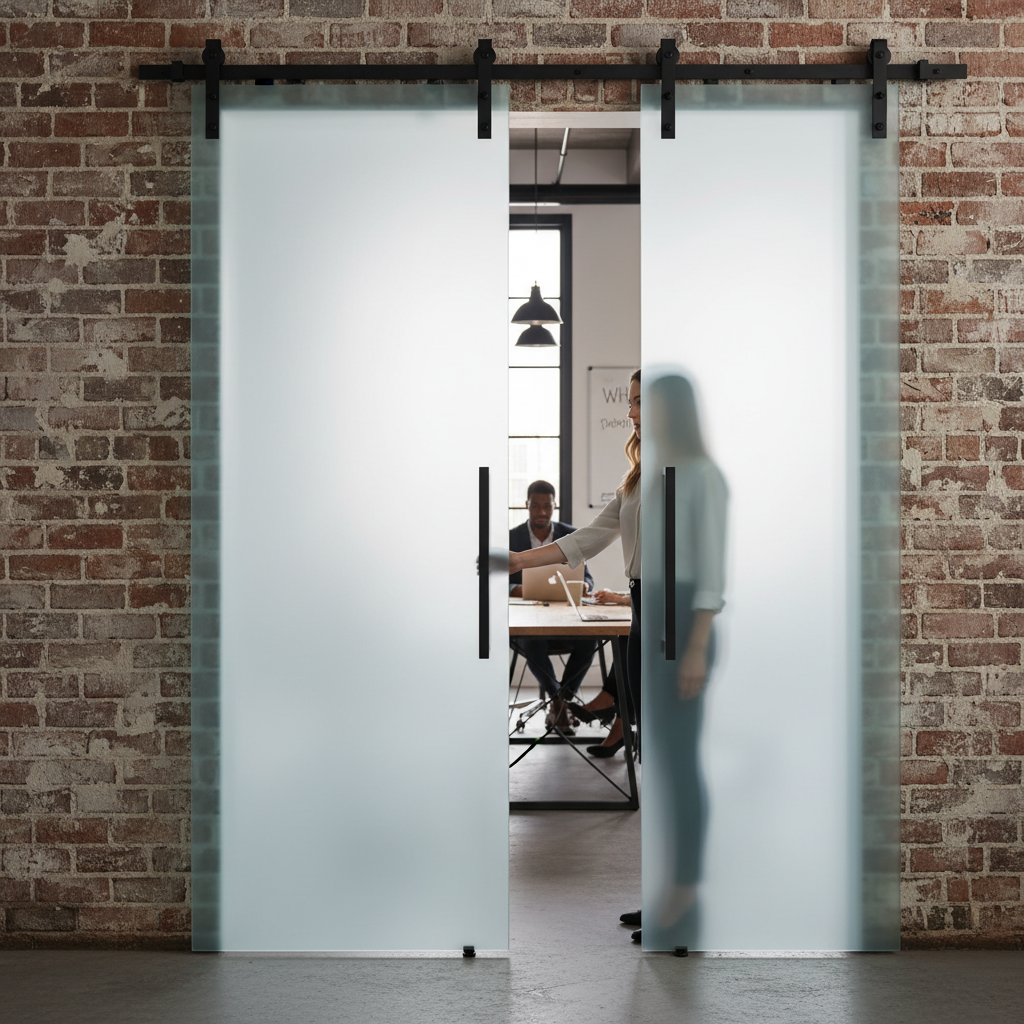 Premium Matt Black 1.98m Sliding Barn Door Bypass Track for Overlapping Doors, Supports 100kg - Space-Saving Solution - Image 2