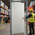 Premium White Primed FD30 Internal Fire Door - Moulded Two Panel Design with Curved Edges and Grained Effect