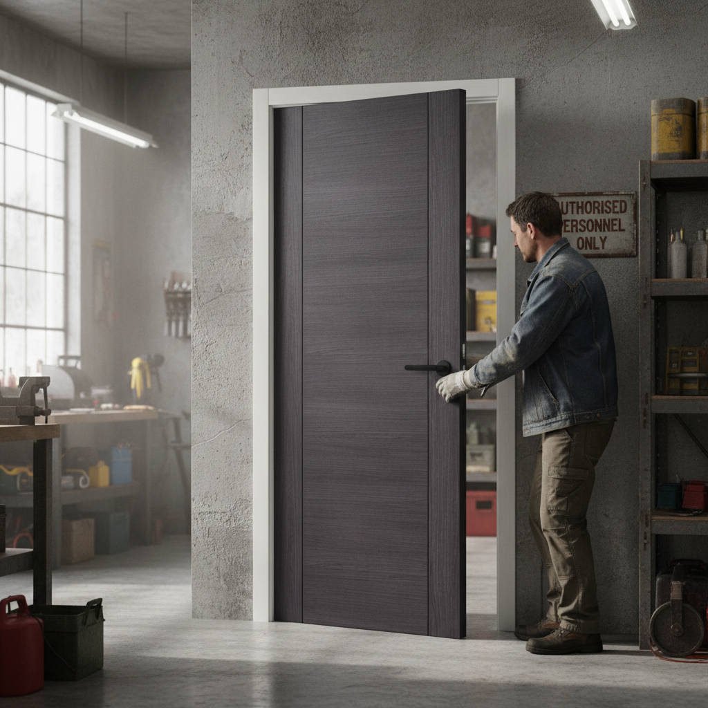 Premium Umber Grey Laminate Door with Textured Surface and Semi-Solid Construction for Modern Homes