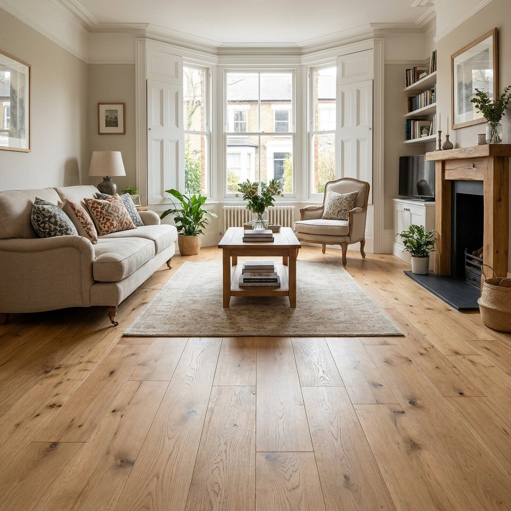 14mm Light Brushed Engineered Real Wood Flooring, Natural Oak, 2230 x 194mm