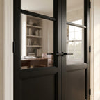 Internal French Door, Jet Black, Fully Finished, 1 Panel, 2 Light Clear Glass - detail view