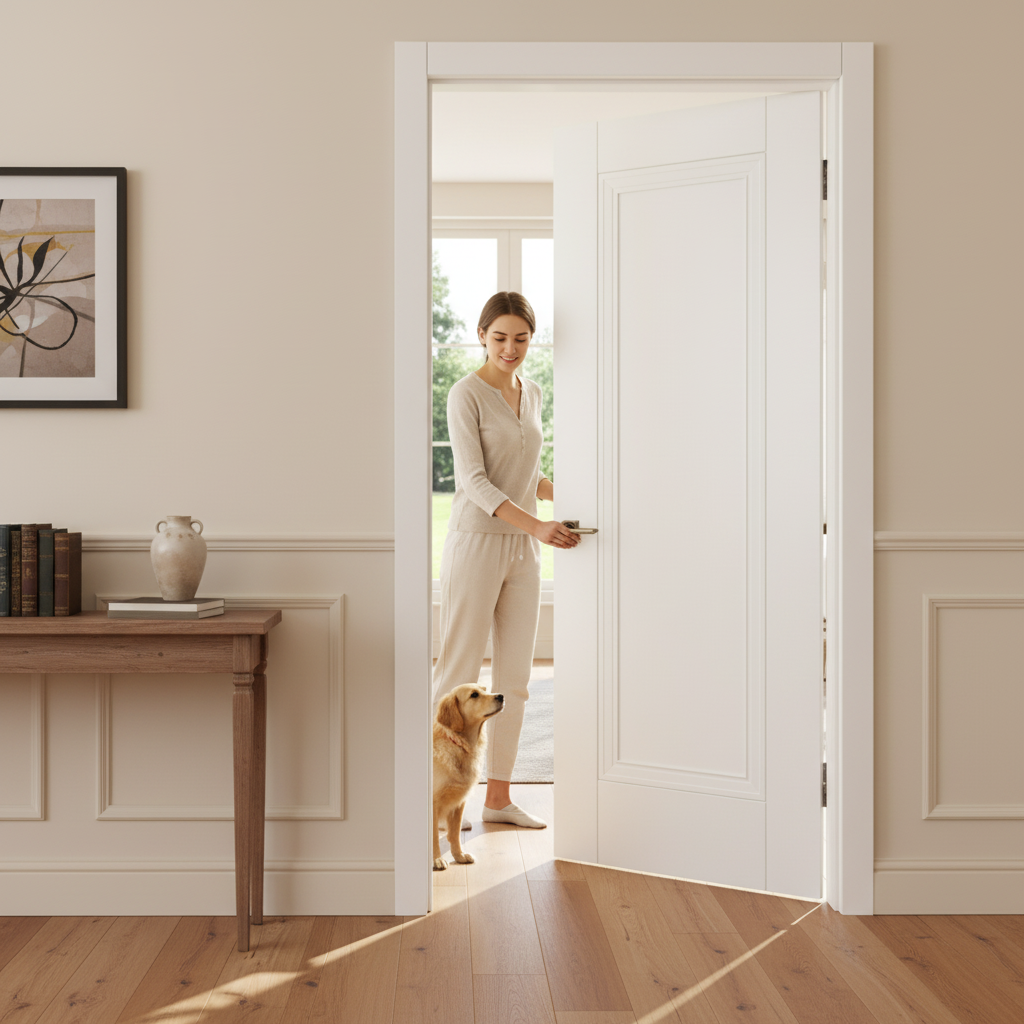 Premium Internal White Primed Elegance Lancaster 1 Panel Door with Solid Engineered Core and Double Coat Finish - Image 2