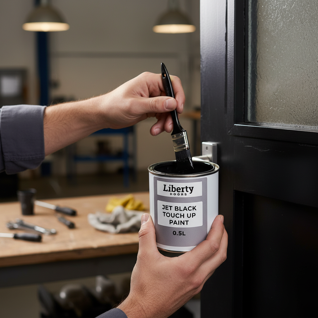 Premium 0.5L Jet Black Touch Up Paint for Wood and Metal Surfaces with Solvent-Based Formula