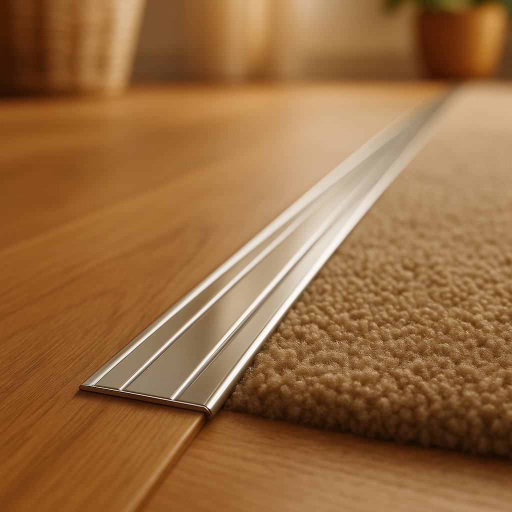 900mm Self-Adhesive End Door Profile in Polished Silver Finish - detail view
