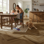 Premium 5mm Anti-Microbial Rigid Core Vinyl Flooring with Herringbone Pattern and UV Coating for Durability and Style