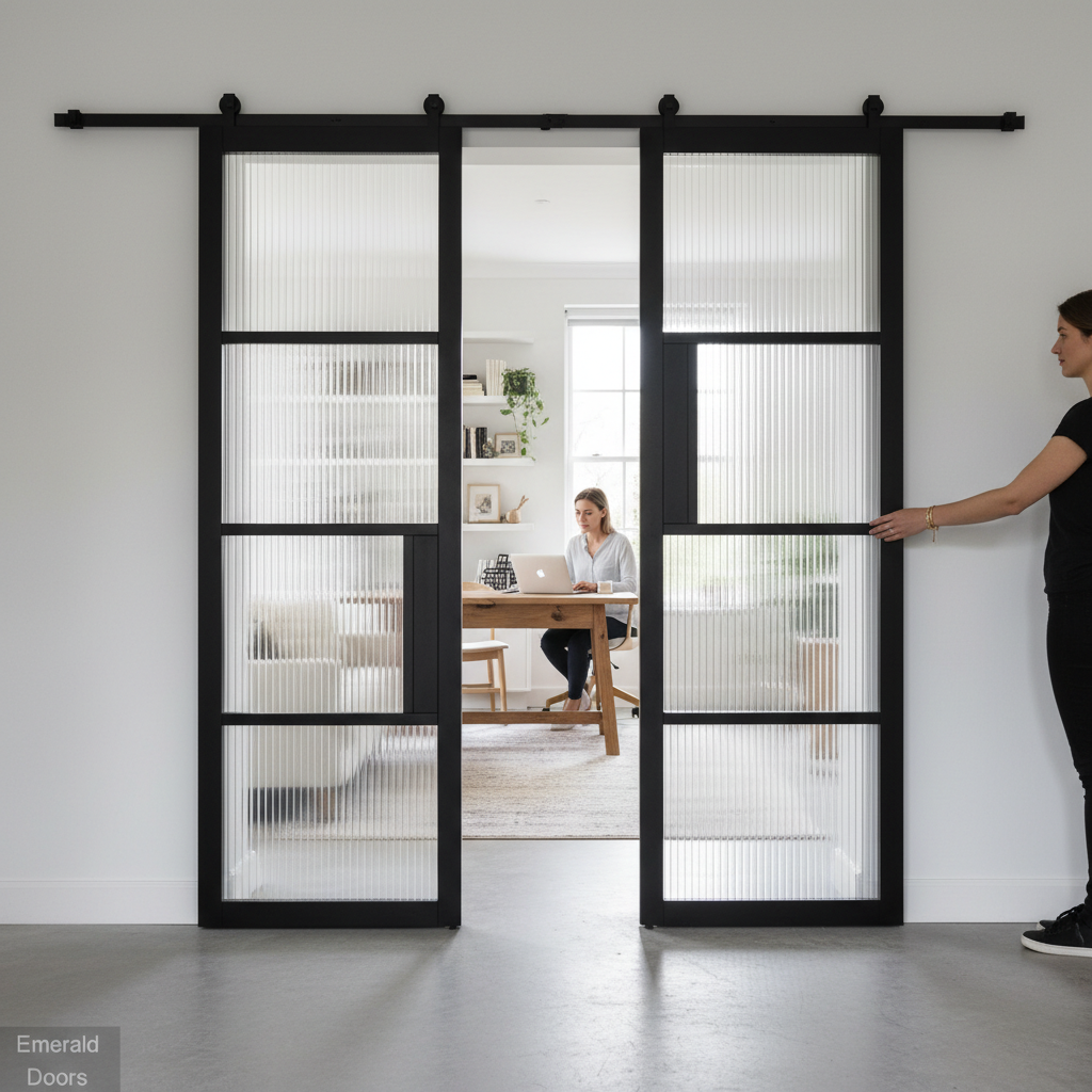 Premium Glazed Double Doors with Top Mount Sliding Track System for Barn Conversions and Interior Spaces