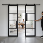 Premium Glazed Double Doors with Top Mount Sliding Track System for Barn Conversions and Interior Spaces