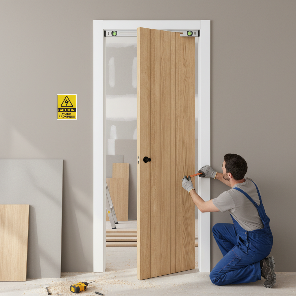 Premium Oak Pocket Door Set with Galvanised Steel Frame and Adjustable Jambs for Modern Interiors