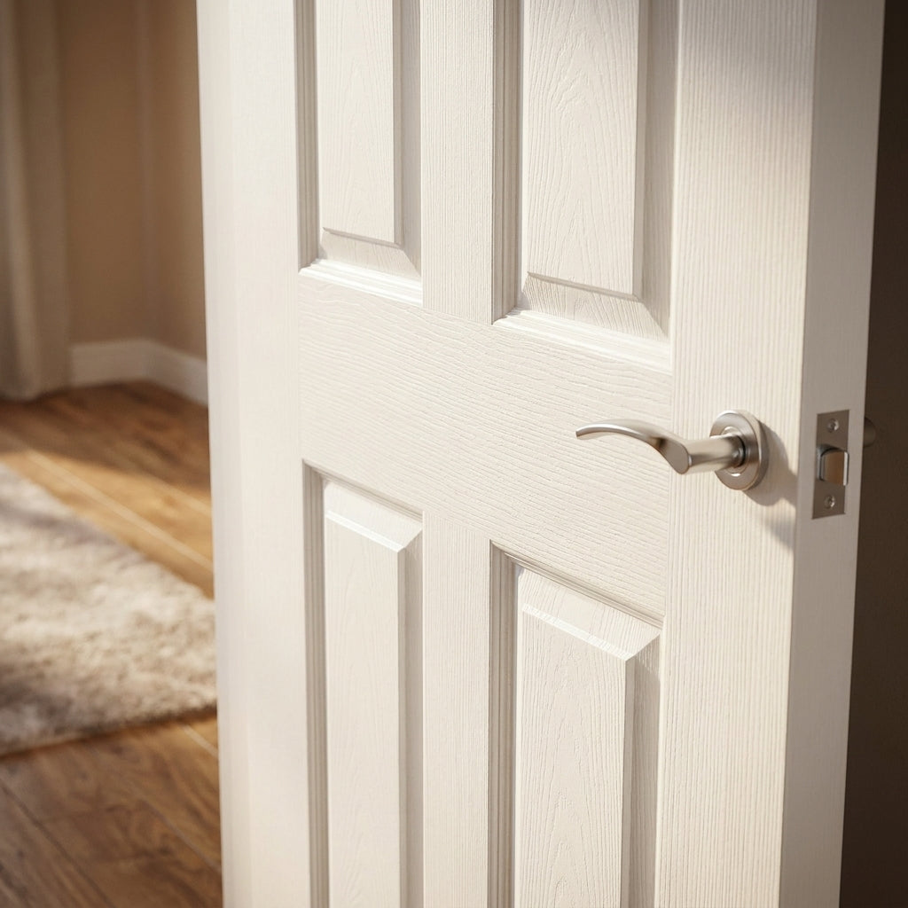 Internal White Moulded Primed Textured 6 Panel Door - detail view