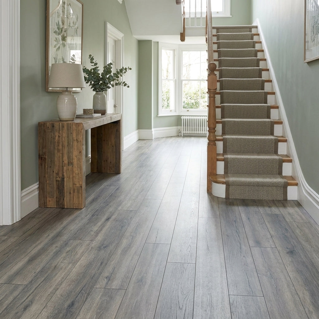 8mm Grey Oak Laminate Flooring - Exquisite Water-Resistant Design