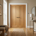 Internal Oak Pair Door, Unfinished, 3 Panel Design, Solid Core