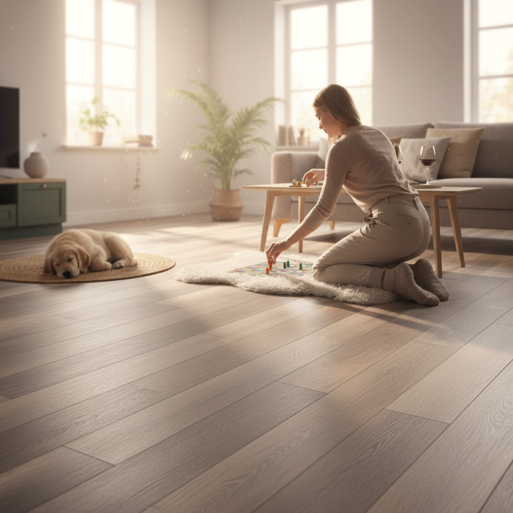 Premium 12mm Laminate Flooring in Deep Oak Tone with AC5 Rating for Heavy Traffic Areas