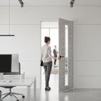 Premium White Grey Laminate Door with Clear Glass - Easy to Clean and Modern Design for Family Homes