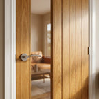 Internal Oak Door Fully Finished with 1 Light Clear Offset Glass - detail view