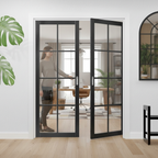 Premium Industrial Studio 8 Light Glazed Pair Door - Fully Finished Black with Contemporary Design - Image 2