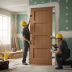 Premium Fully Finished Shaker Made-to-Measure FD30 Fire Door with Oak Veneer and Custom Sizing for Enhanced Safety and Style