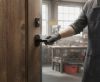 Premium Industrial Mitred Lever Door Handle Set with 35mm Latch - Stylish Black Matt Finish for Modern Interiors
