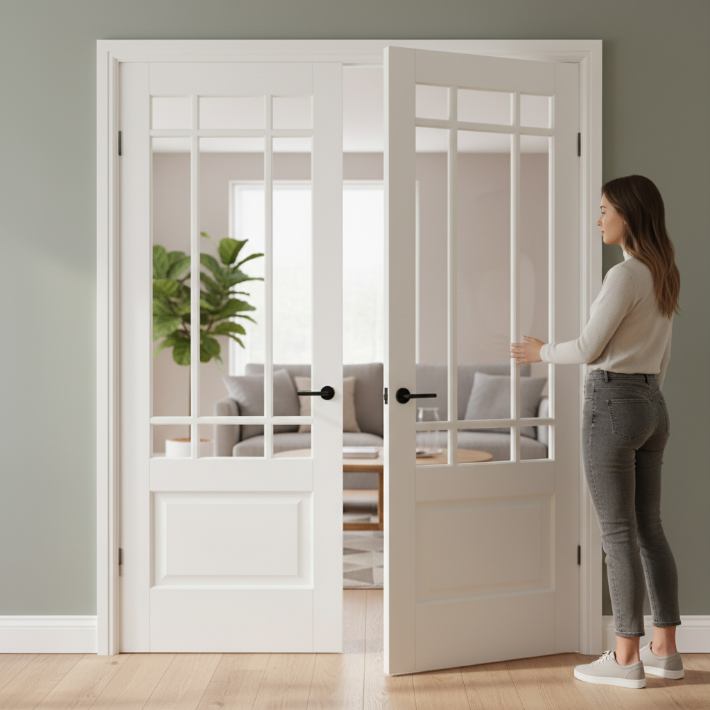 Premium Solid White Internal Clear Glazed Door Pair - Traditional Design Available in Multiple Sizes