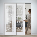 Premium Telescopic Pocket Door System with Clear Glazing and Honeycomb Pattern for Natural Light and Elegant Design