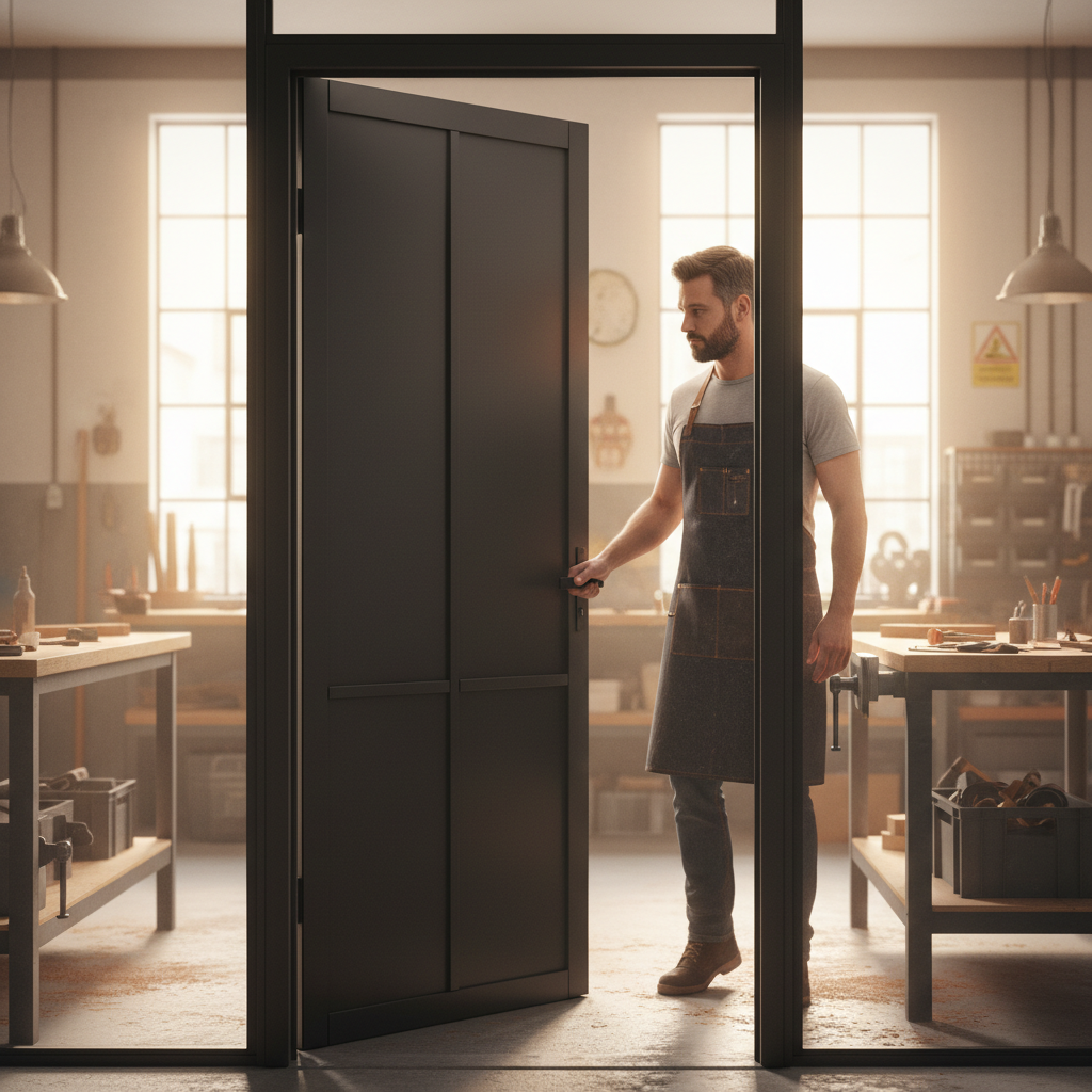 Premium Custom Made Industrial Style Door with Four-Panel Design and High-End Finish