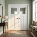 Internal Pair Door with Clear Glass, White Primed, Solid Engineered Core