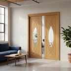 Premium Sliding Door System with Fixed Side Panel, Customizable Sizes and Engineered for Strength