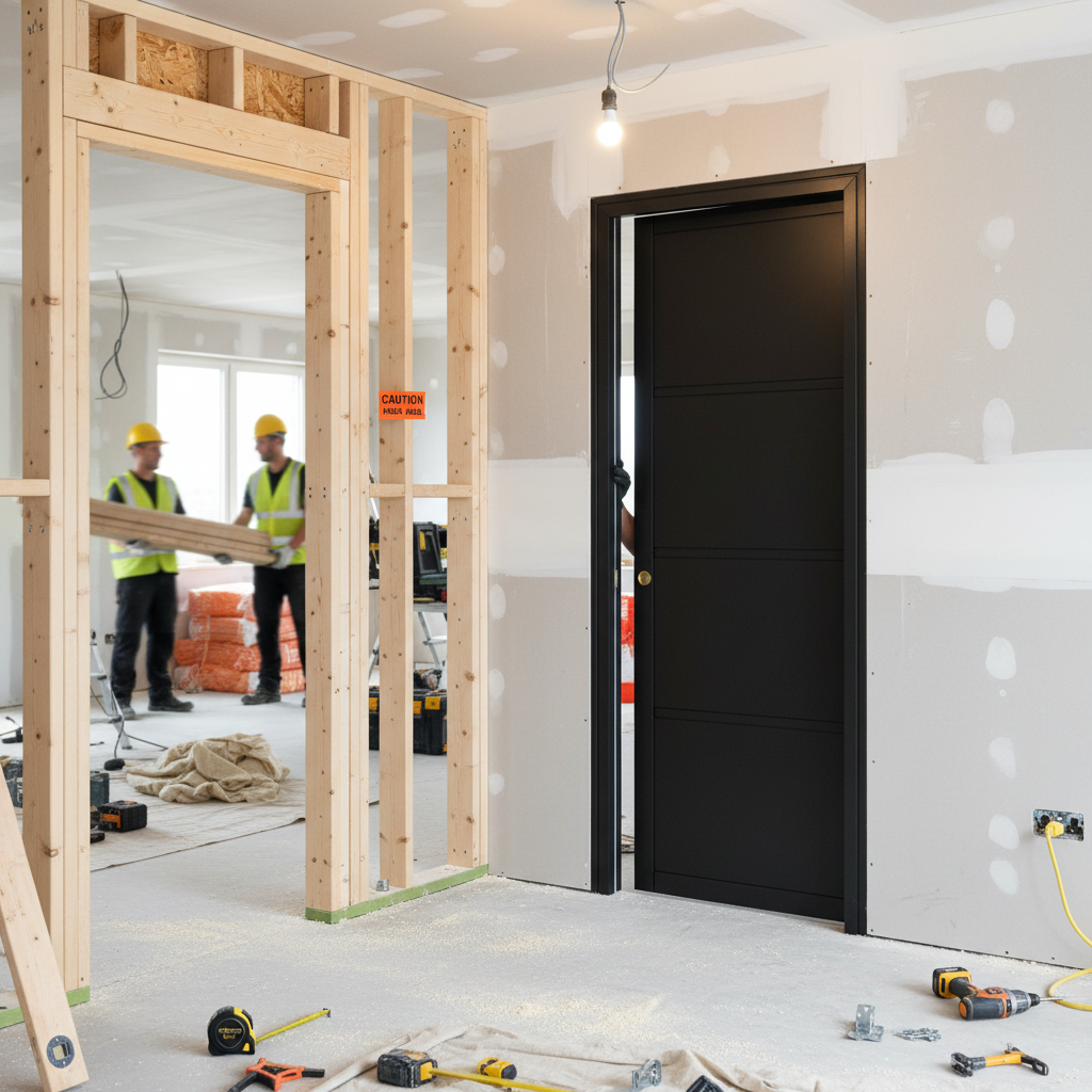 Premium Heavy Duty Pocket Door System with 4P Door - Galvanised Steel Frame, Adjustable Jambs, and 15-Year Guarantee