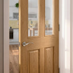 Unfinished Victorian Shaker 2 Panel Internal Oak Door with Clear Glass - detail view