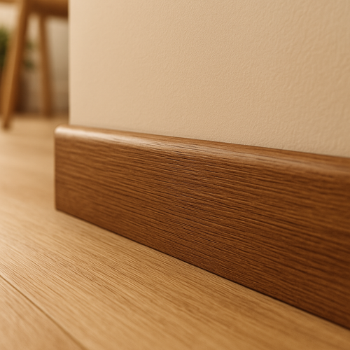 2.4m Round Pencil Skirting Board in Dark Oak Finish - detail view