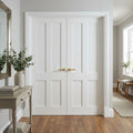 Internal Victorian Shaker 4 Panel White Primed Solid Core Door Pair