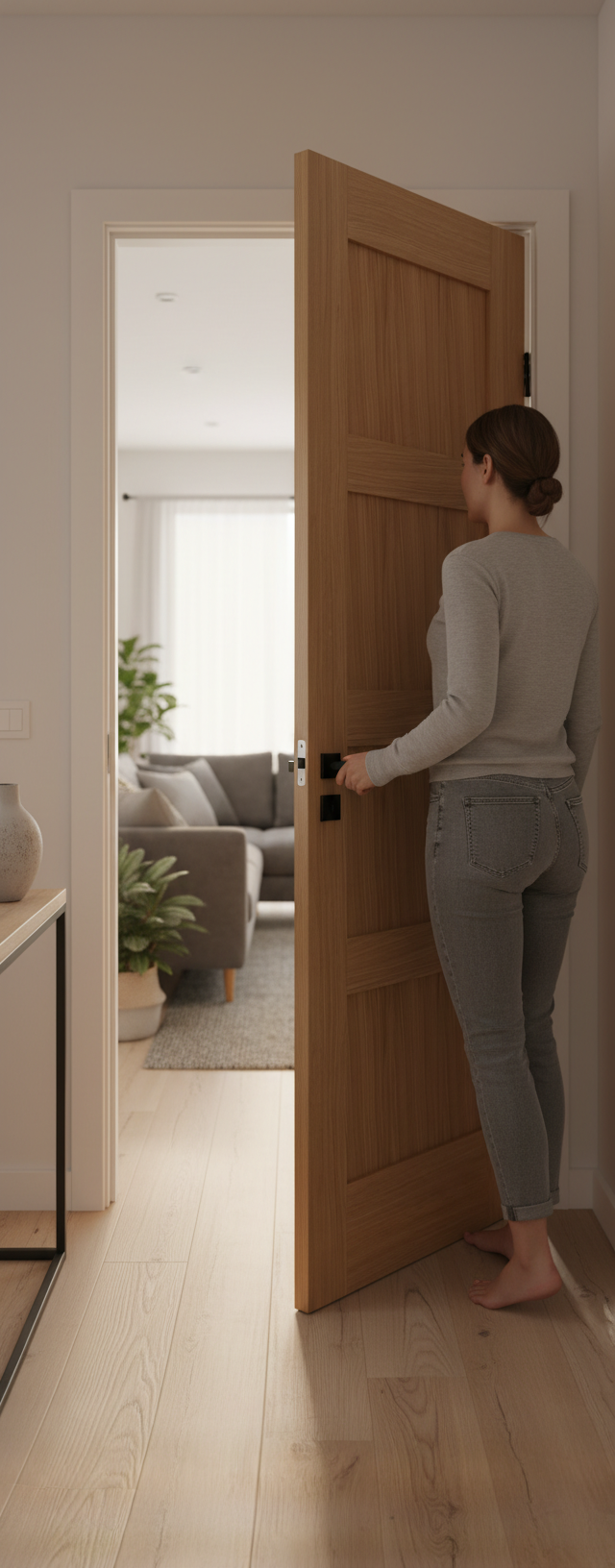 Premium Contemporary 4 Panel Flat Panel Door with Oak Edging for Modern and Traditional Interiors