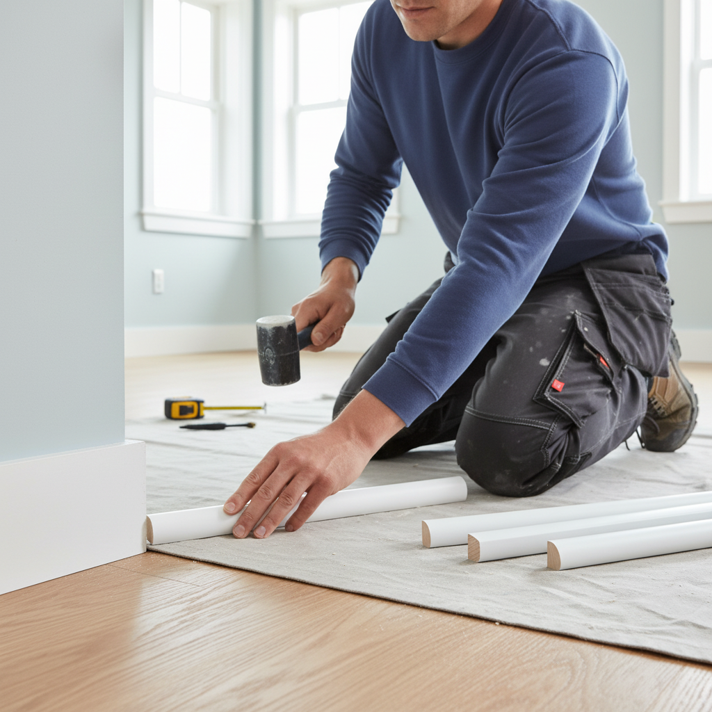 Premium 2.4m White Painted Quadrant Moulding 12mm x 19mm for Flooring Protection