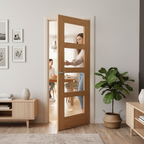 Unfinished Internal Shaker Door with 4 Clear Glass Panes, Solid Engineered Core, Ideal for Modern Spaces - Image 2