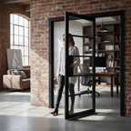 Premium 5L Glazed Industrial Style Interior Door with Safety Glass and Solid Frame for Contemporary Spaces