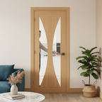 Premium Clear Glazed Interior Oak Door with Solid Core and Toughened Glass for Contemporary Interiors