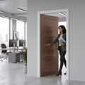 Premium Contemporary Walnut Internal Door with V Grooves and Satin Finish, Solid Engineered Core for Strength and Durability