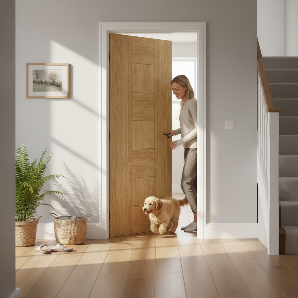 Premium Pre-Finished Oak Internal Door with Centre Panels and Solid Core Construction - Ideal for Home and Office