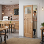 Premium Internal Rustic Oak Fully Finished 1930's DX Obscure Glass Door for Stylish Interiors