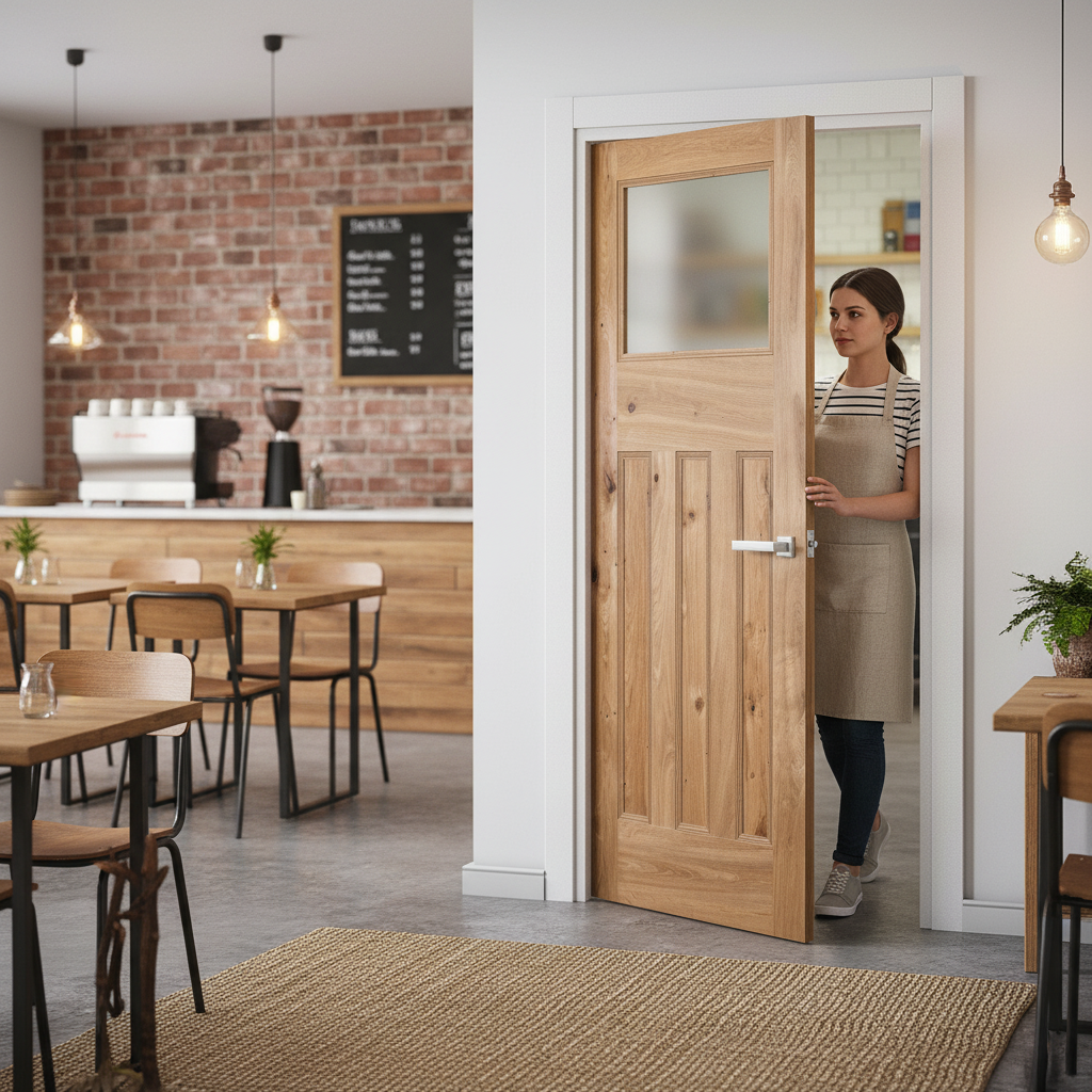 Premium Internal Rustic Oak Fully Finished 1930's DX Obscure Glass Door for Stylish Interiors