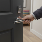 Premium Round Rose Lever Door Handle Set with Polished Chrome Finish for Modern Interiors - Image 2