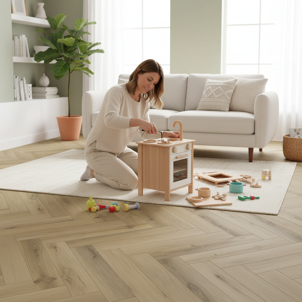 Premium Foundation Herringbone 5mm Anti-Microbial Rigid Core Vinyl Flooring with UV Coating for Moisture-Prone Areas