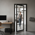 Premium Fully Finished Internal Door with 4 Clear Glass Panels - Jet Black Finish for Modern Industrial Style