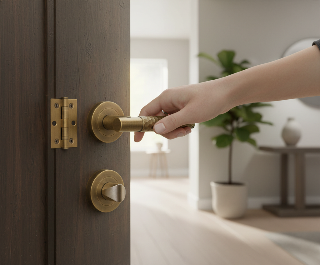 Round Rose Lever Door Handle Set - Elegant Matt Bronze Finish for Internal Use with Comfortable Grip - Image 2