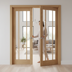 Premium Custom Made Oak French Doors with Clear Glass Panels - Ideal for Internal Spaces