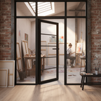 Premium Internal Fully Finished Industrial Studio 5 Light Clear Glass Door with Jet Black Finish for Contemporary Interiors - Image 2